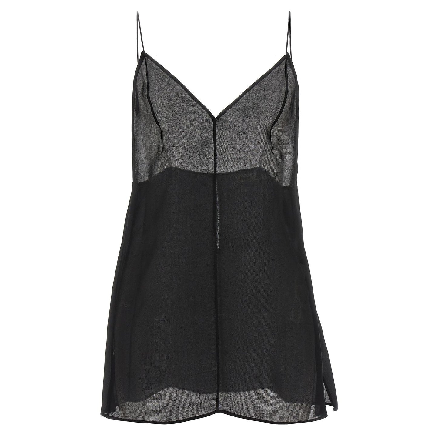 Khaite Black Silk Tank Tops