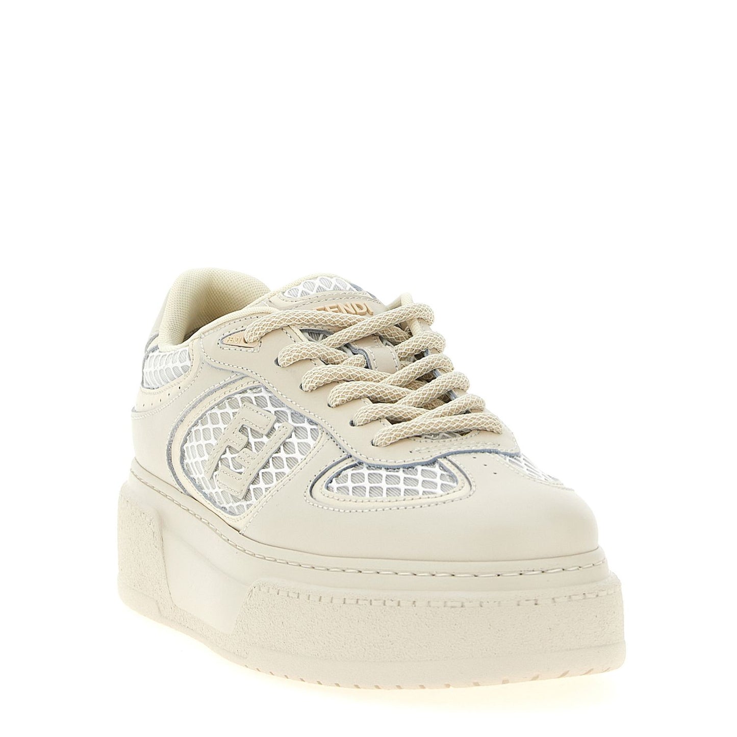 Fendi Beige Calfskin Platform Sneakers