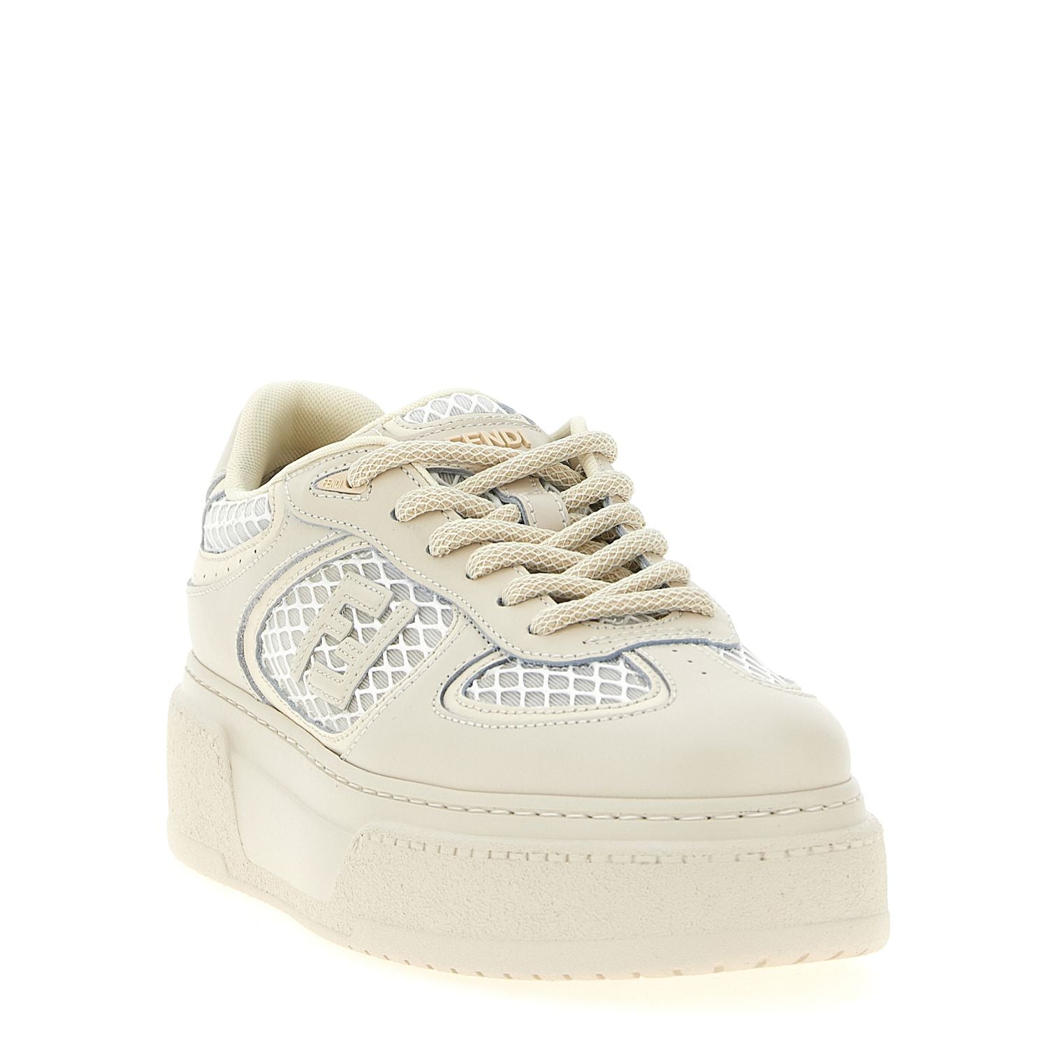 Fendi Beige Calfskin Platform Sneakers