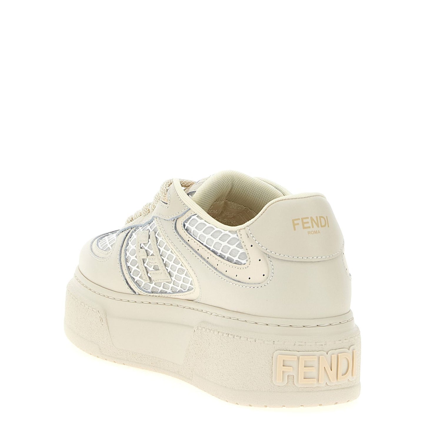 Fendi Beige Calfskin Platform Sneakers