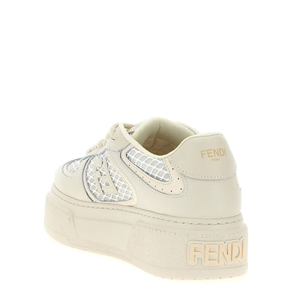 Fendi Beige Calfskin Platform Sneakers
