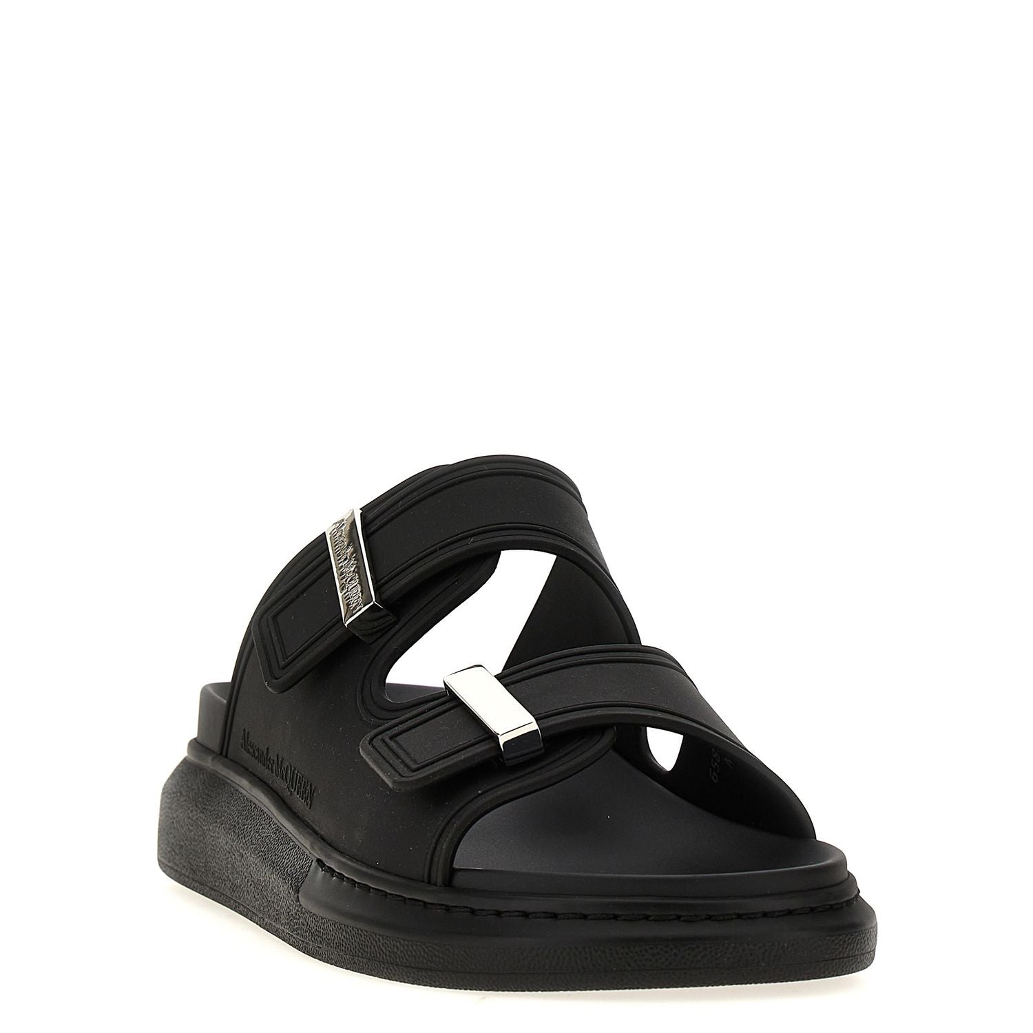 Alexander McQueen Black Rubber Slides