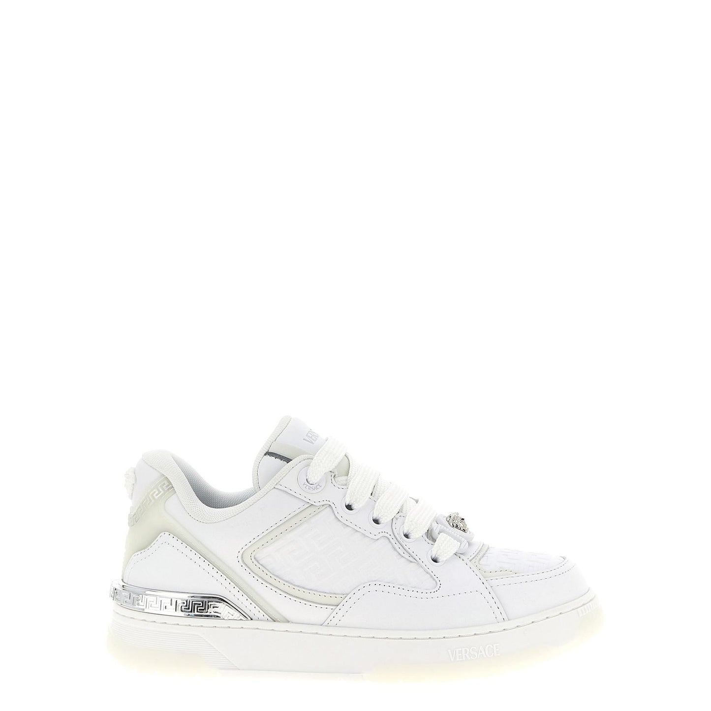 Versace White Calfskin Low Top Sneakers