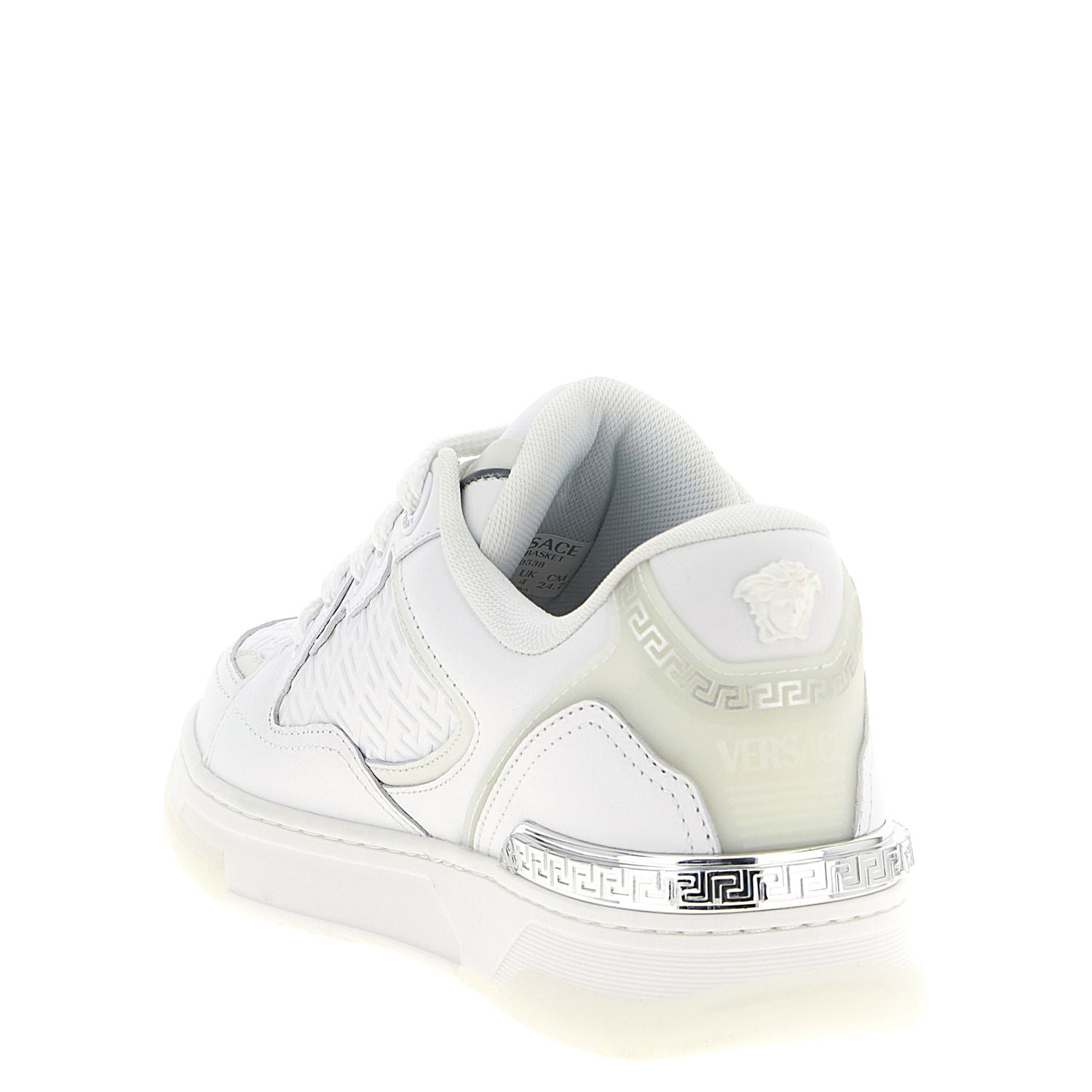 Versace White Calfskin Low Top Sneakers