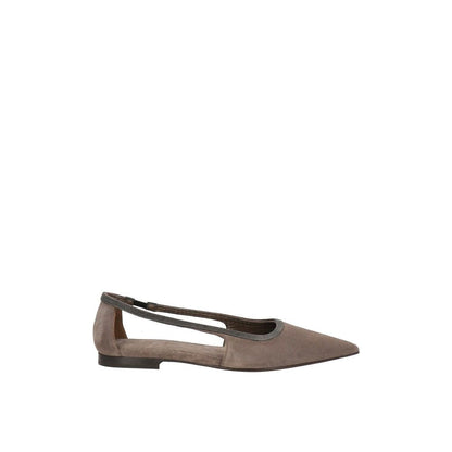 Brunello Cucinelli Gray Leather Flats