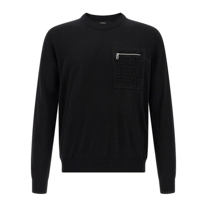 Fendi Black Virgin Wool Cardigan