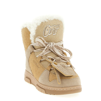 Off-White Beige Calfskin Ankle Boots