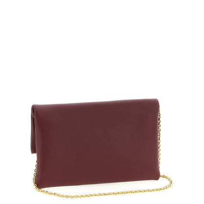 Fendi Bordeaux Lamb Leather Clutch Bag