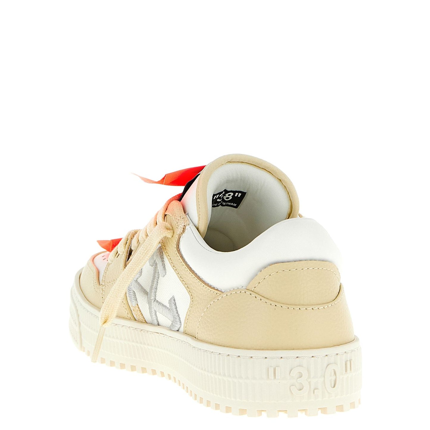 Off-White Beige Leather Low Top Sneakers