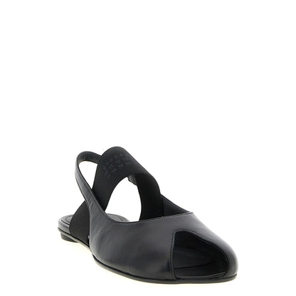 MM6 Maison Margiela Black Lamb Leather Flat Sandals
