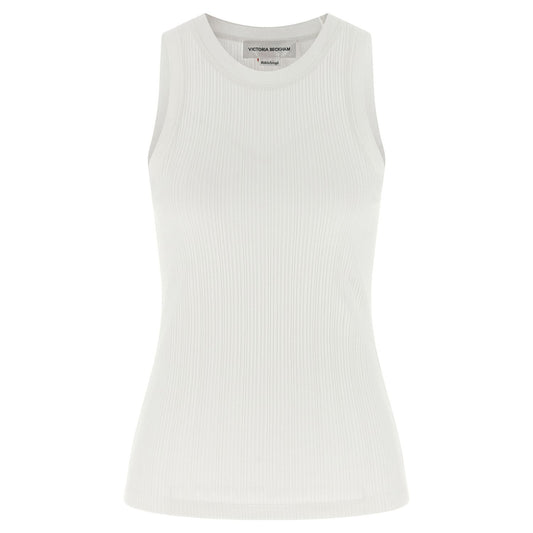 Victoria Beckham White Cotton Sleeveles T-Shirt