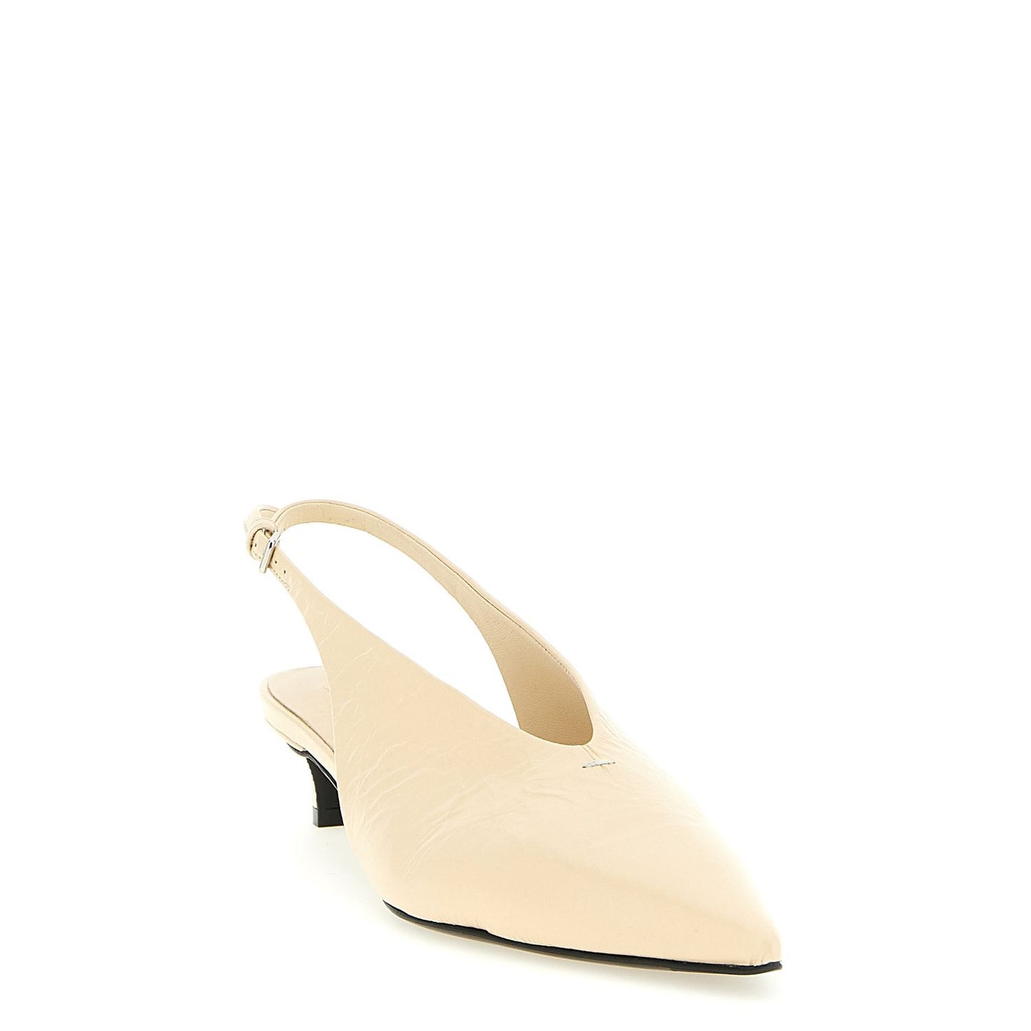 Jil Sander Beige Calfskin Mid Heel Pumps