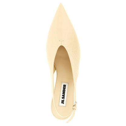 Jil Sander Beige Calfskin Mid Heel Pumps