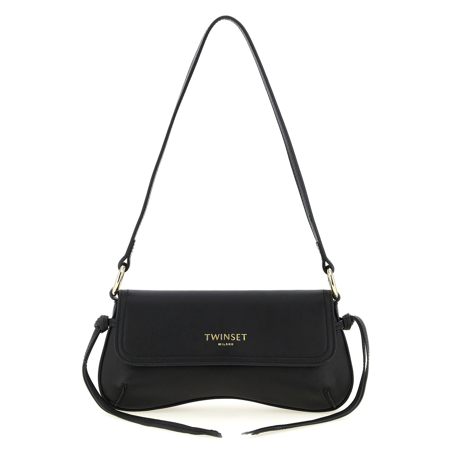 Twinset Black Leather Shoulder Bag