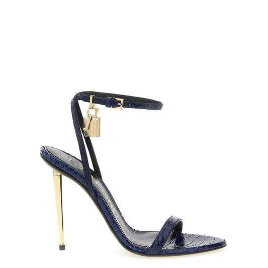 Tom Ford Blue Calfskin Stiletto Heel Sandals