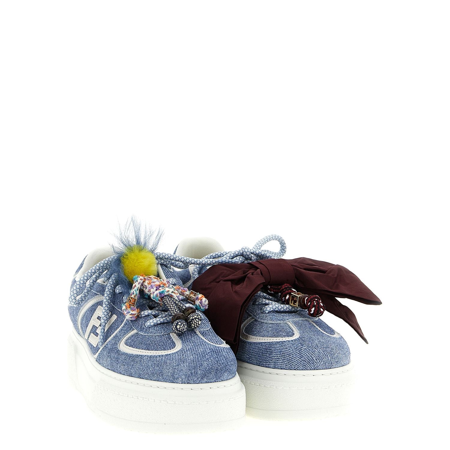 Fendi Blue Calfskin Platform Sneakers