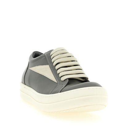 Rick Owens Gray Cowhide Low Top Sneakers