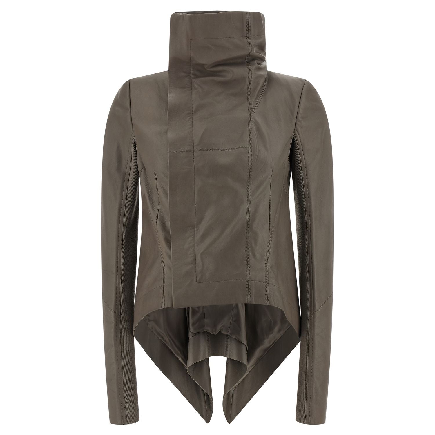 Rick Owens Gray Lamb Leather Leather Jacket