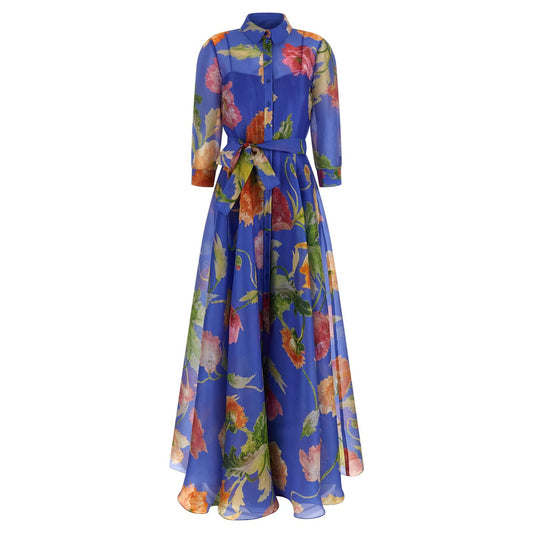 Carolina Herrera Blue Silk Long Dress