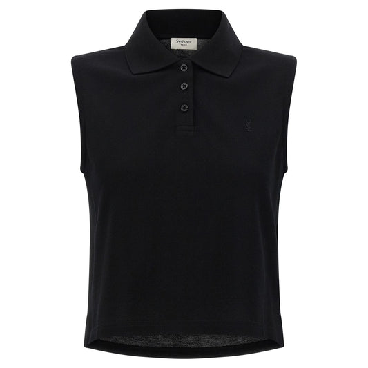 Saint Laurent Black Cotton Polo Shirt