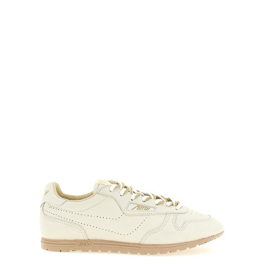 Autry Beige Cowhide Low Top Sneakers