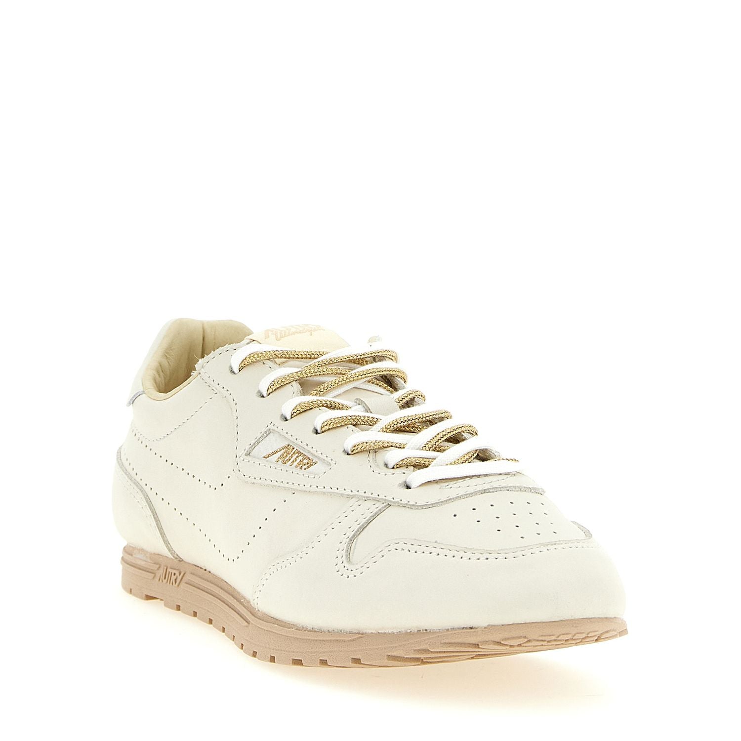 Autry Beige Cowhide Low Top Sneakers