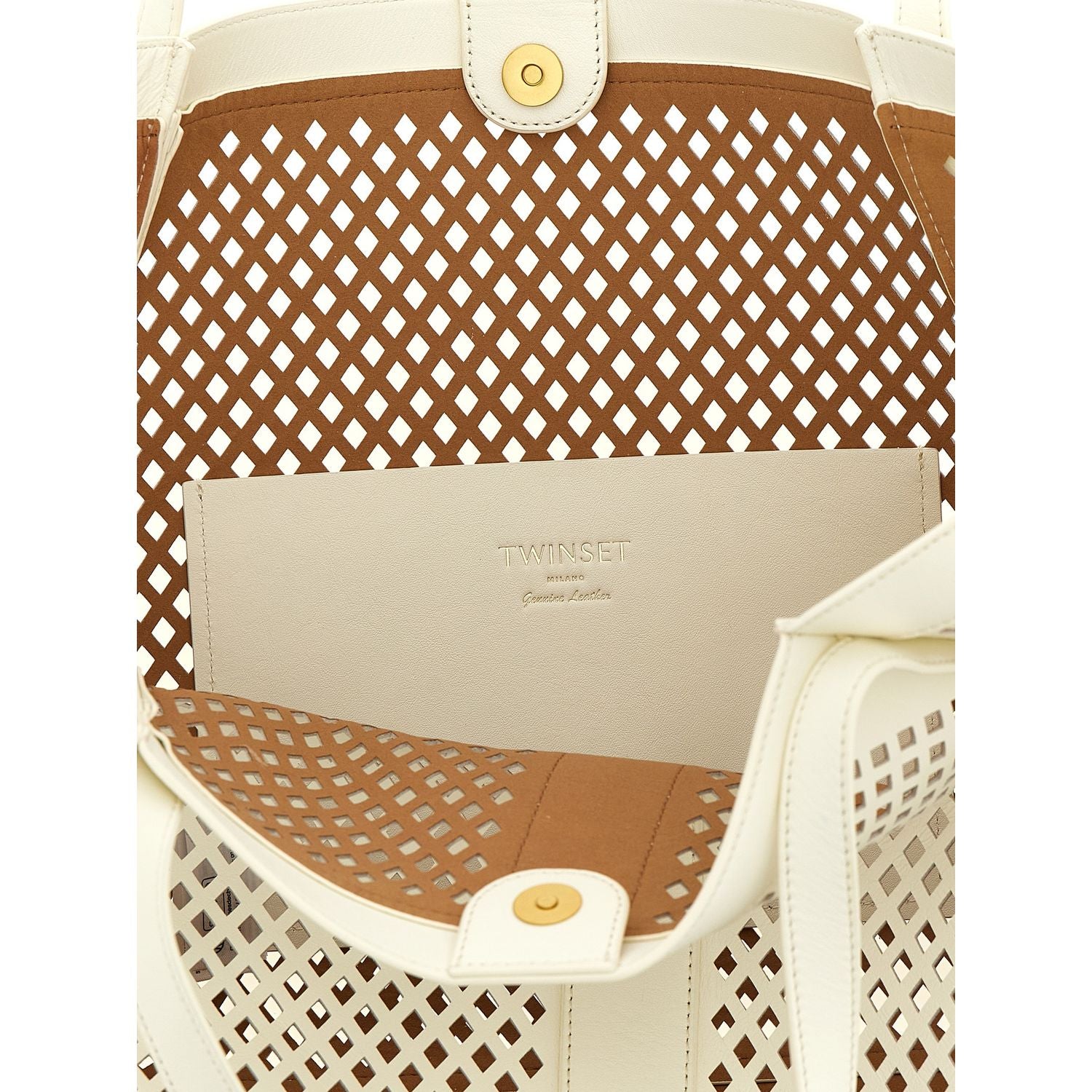 Twinset White Leather Tote Bag
