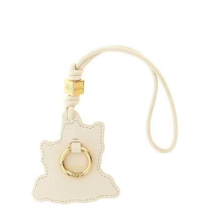 Ganni Beige Leather Keychain