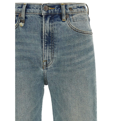 R13 Blue Cotton Flared Jeans