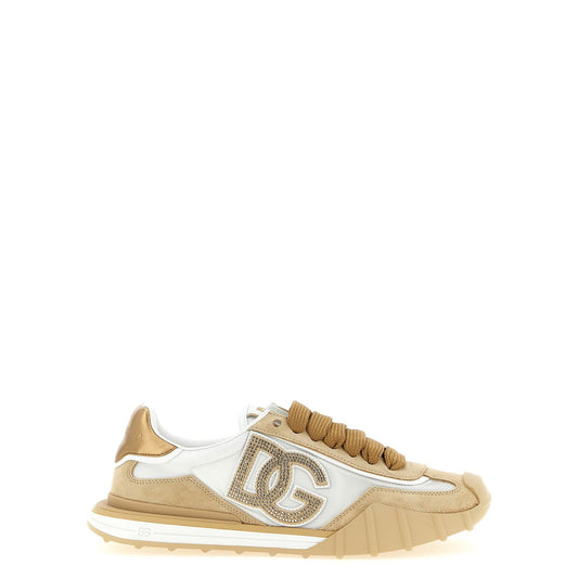 Dolce & Gabbana Beige Calfskin Athletic Sneakers