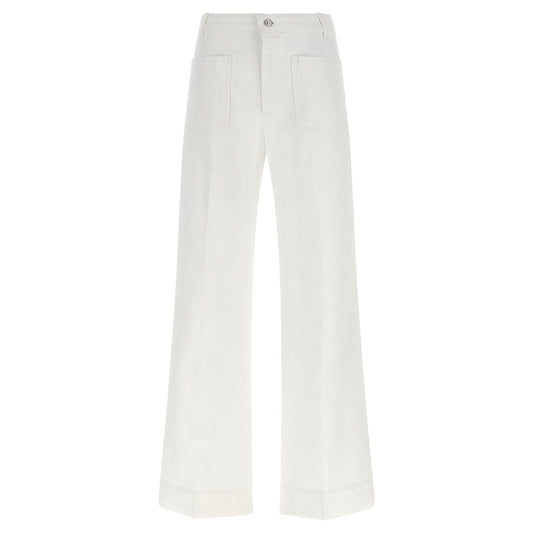 Victoria Beckham White Cotton Flared Jeans