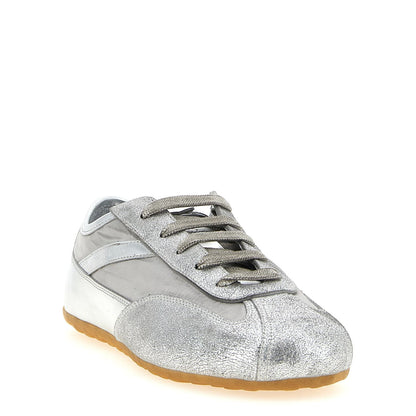 Alexander McQueen Silver Leather Athletic Sneakers