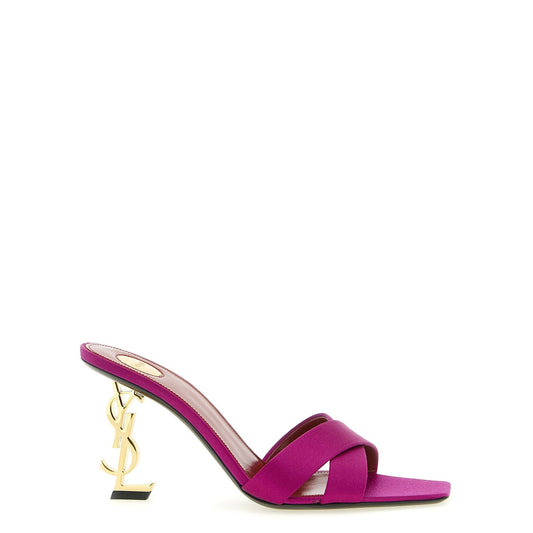 Saint Laurent Fuchsia Viscose Stiletto Heel Sandals