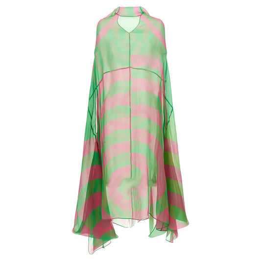 Dries Van Noten Bicolor Silk Midi Dress