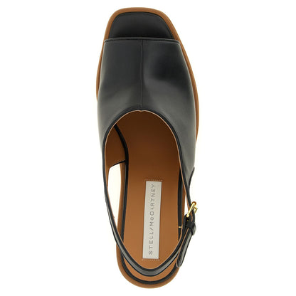 Stella McCartney Black Polyurethane Wedge Sandals