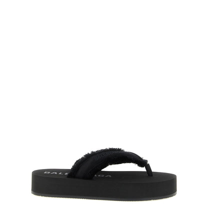 Balenciaga Black Viscose Slides