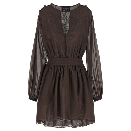Giovanni Bedin Brown Cotton Short Dress