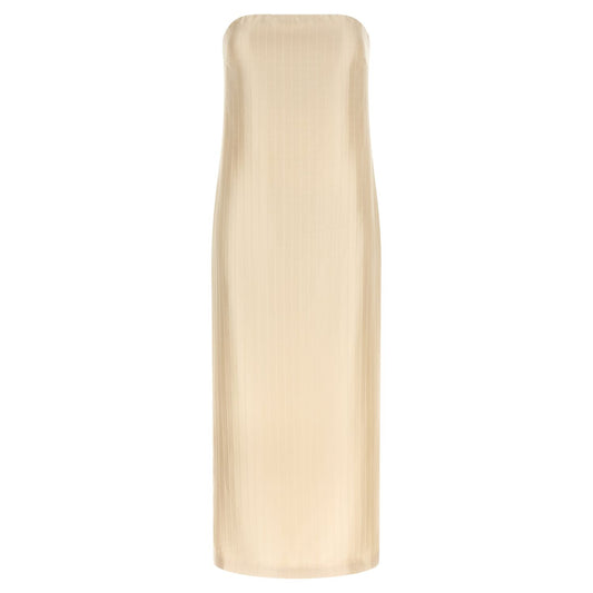 Loulou De Saison Beige Viscose Midi Dress