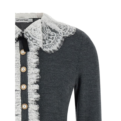 Self-Portrait Gray Wool Cardigan