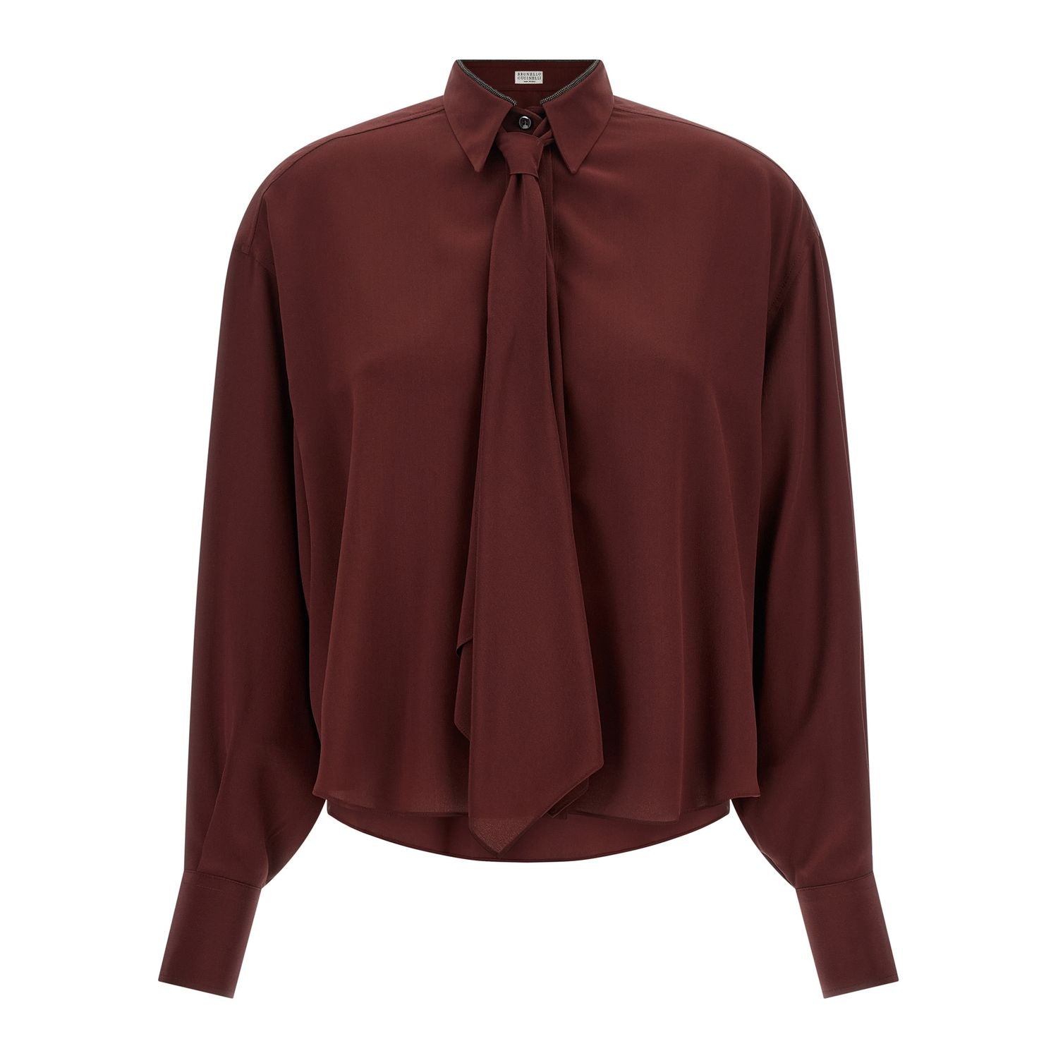 Brunello Cucinelli Bordeaux Silk Blouse