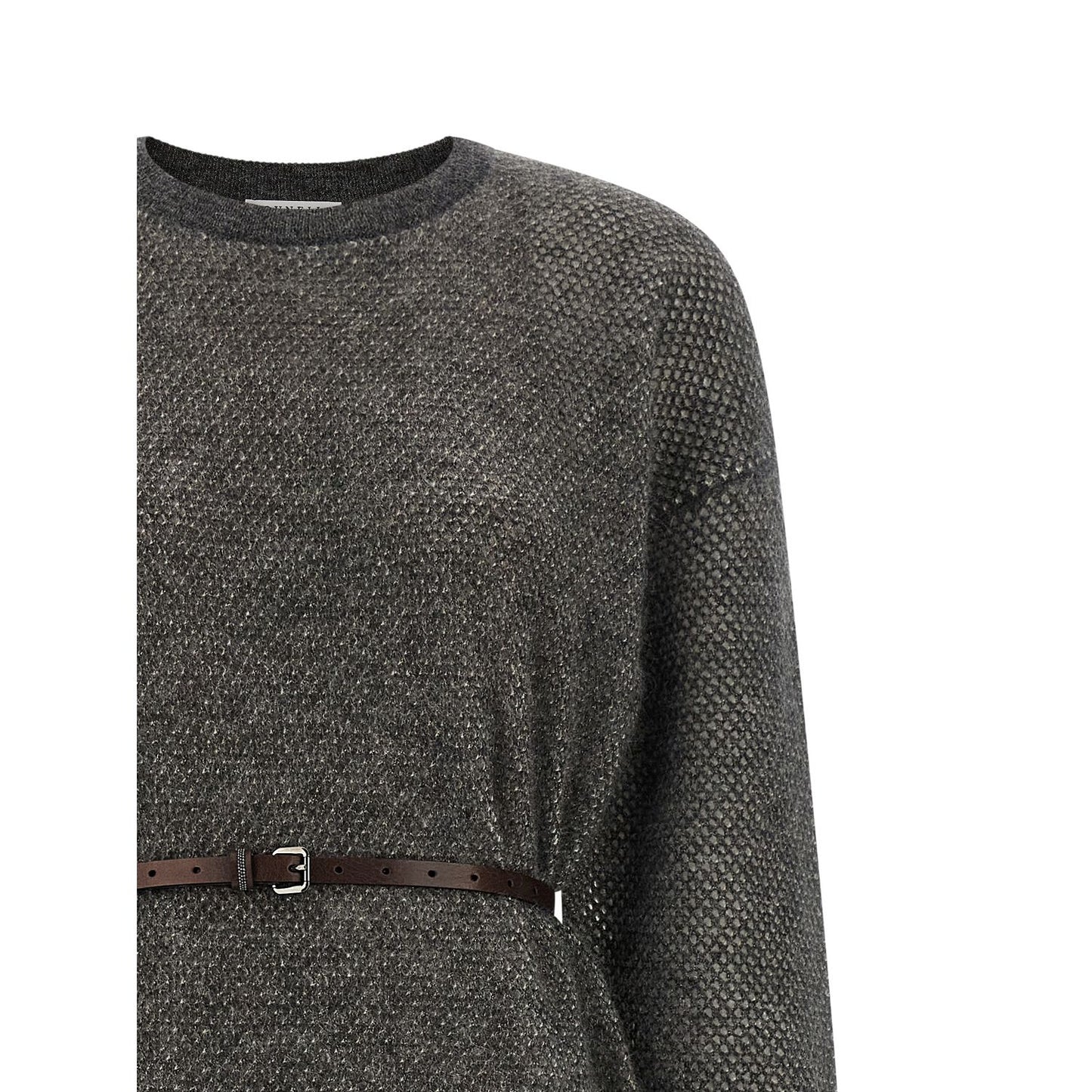 Brunello Cucinelli Gray Wool Midi Dress