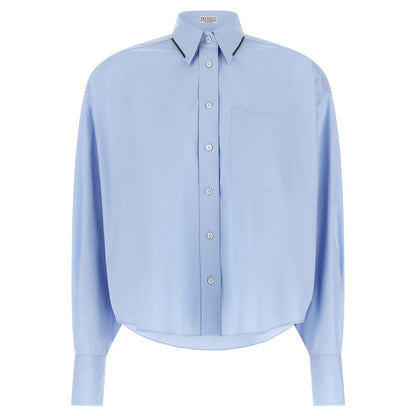 Brunello Cucinelli Blue Cotton Blouse
