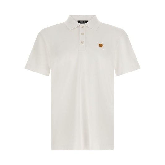 Versace White Cotton Polo Shirt