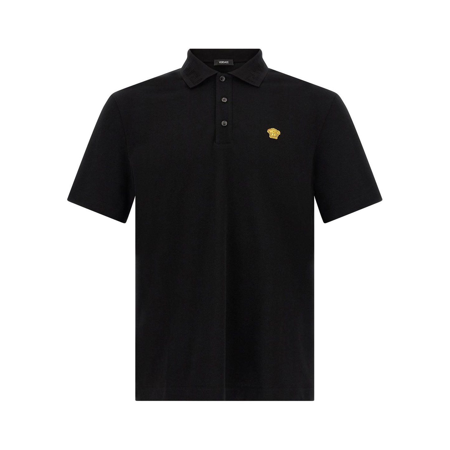Versace Black Cotton Polo Shirt