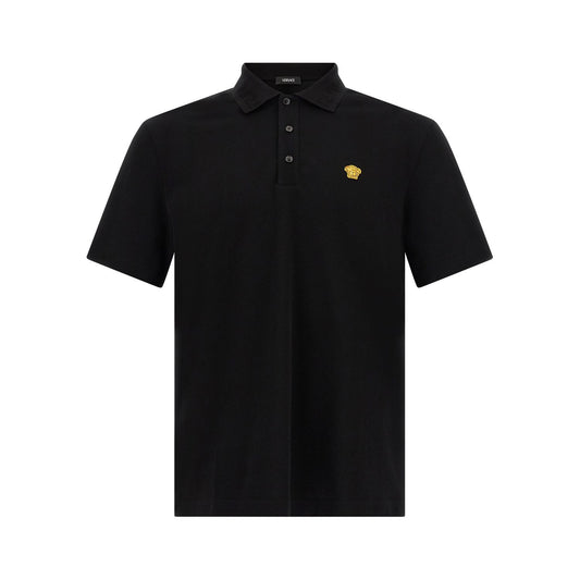 Versace Black Cotton Polo Shirt