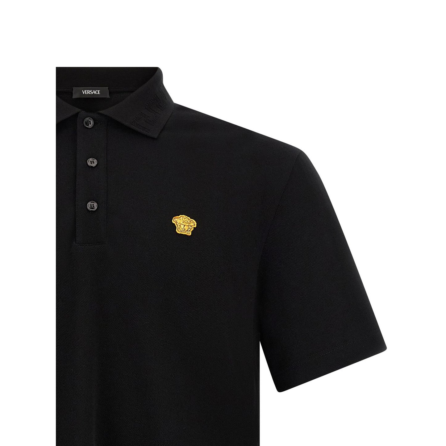 Versace Black Cotton Polo Shirt