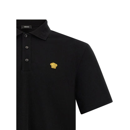 Versace Black Cotton Polo Shirt