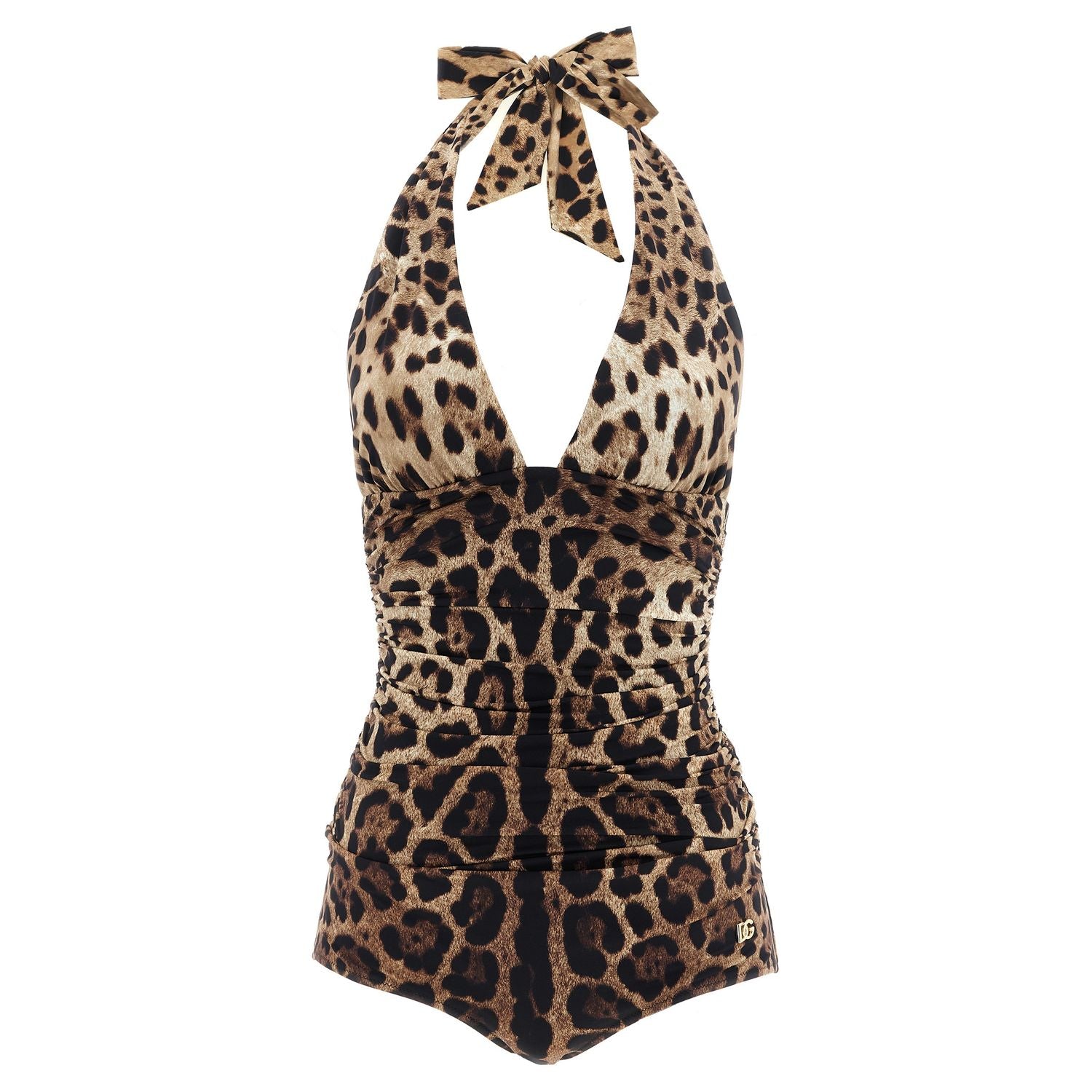 Dolce & Gabbana Brown Polyamide One-Piece Swimsuit