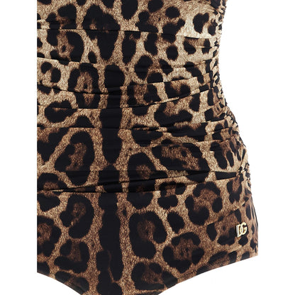 Dolce & Gabbana Brown Polyamide One-Piece Swimsuit