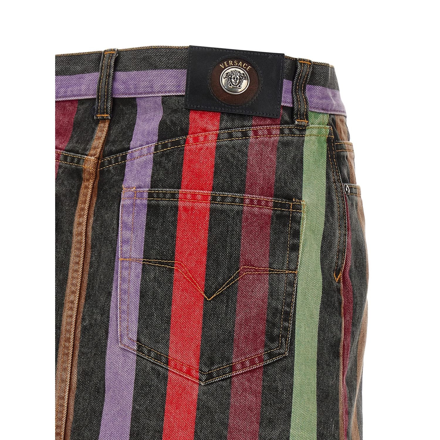 Versace Multicolor Cotton Long Skirt